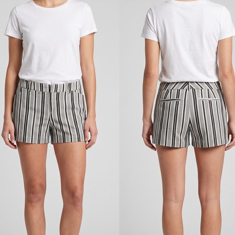 Old Navy Pixie Shorts Size 10 Black Gray White Vertical Stripes